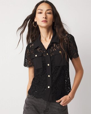 Short-Sleeve Lace Shirt | White House Black Market
